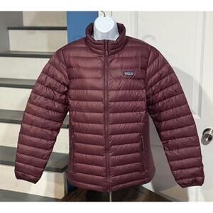 Women's Extra Large XL Patagonia Down Sweater Puffer Burgundy Red Jacket *READ*